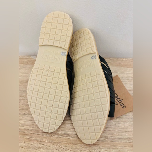 Bearpaw Black Leather Hand Woven Sandals Shoes Size 6 - Picture 6 of 10